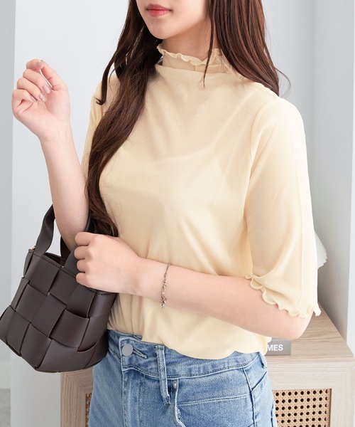tシャツ クールタッチハイネックTシャツ レディース alotta tシャツ 接触冷感ハイネックシアートップス レディース