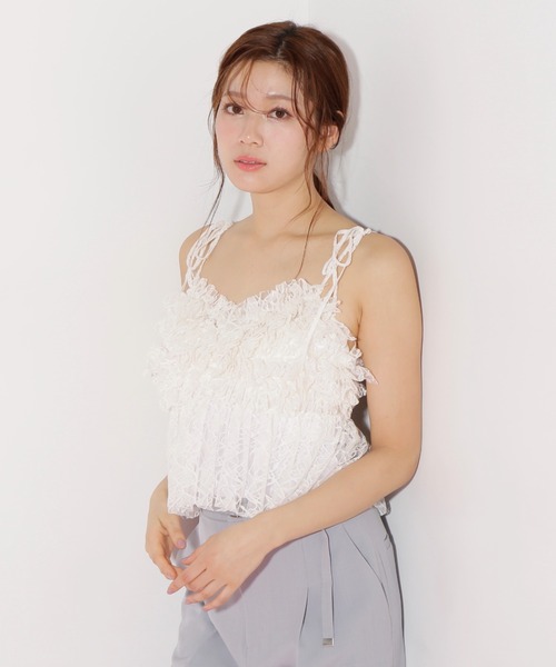 JILLSTUART - ジルスチュアート　ヨガ キャミ　フリル　ルルレモン　emmi  アムニー JILL by STUART キャミソール フリルレースキャミ : ZOZOTOWN