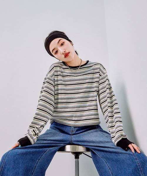 LEPSIM（レプシィム） tシャツ マルチボーダーロンT 291069 レディース