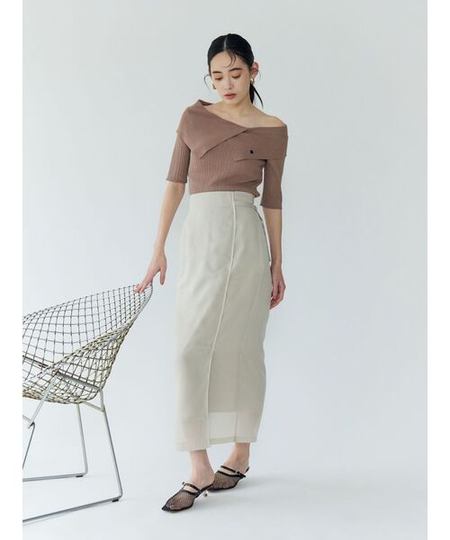 LAGUNAMOON スカート サテンパイピングシアーIラインスカート