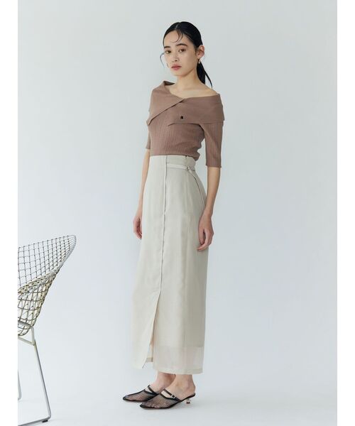 LAGUNAMOON スカート サテンパイピングシアーIラインスカート