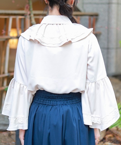 axes femme POETIQUE 姫袖ブラウス タグ リボン付き リボン付レース姫袖ブラウス | outlet | axes femme online shop