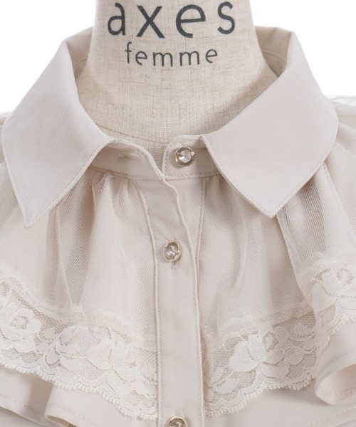 axes femme ブラウス シャツ 姫袖風リボン付フリルブラウス