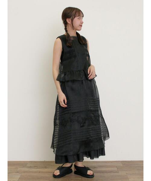 新品❁サマンサモスモス❁刺繍ブラウス❁スカートセットアップ Samansa Mos2（サマンサモスモス） スカート オーガンジー刺繍スカート