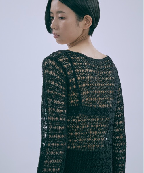 ニット セーター 2Way Slub Mesh Tunic Cardigan レディース EN NEUME ニット セーター 2Way Slub Mesh Tunic Cardigan