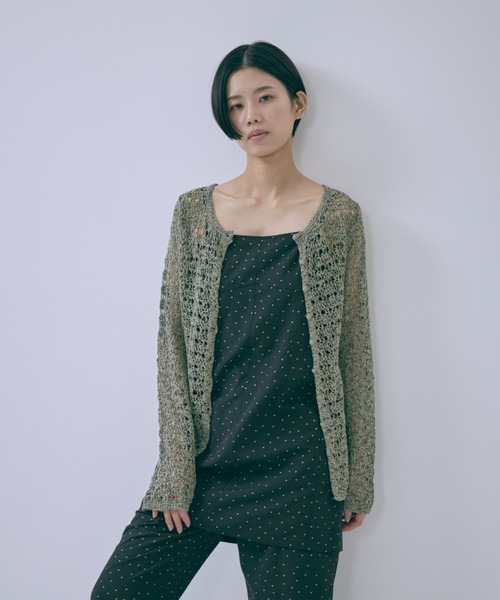 ニット セーター 2Way Slub Mesh Tunic Cardigan レディース EN NEUME ニット セーター 2Way Slub Mesh Tunic Cardigan