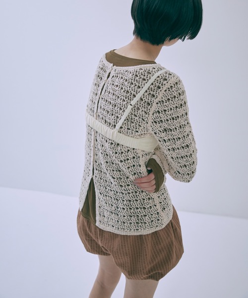 ニット セーター 2Way Slub Mesh Tunic Cardigan レディース EN NEUME ニット セーター 2Way Slub Mesh Tunic Cardigan