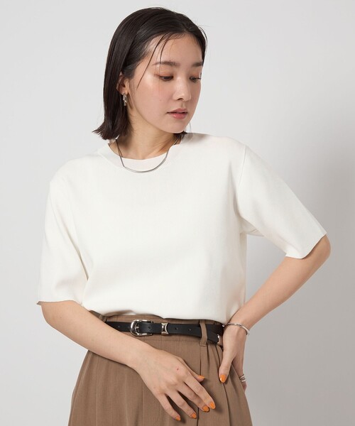ニット セーター 「WEB限定」「at ease」 サマー ニット TEE -ウォッシャブル・接触冷感・UVカット- レディース