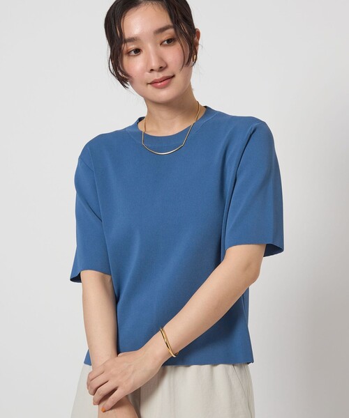 ニット セーター 「WEB限定」「at ease」 サマー ニット TEE -ウォッシャブル・接触冷感・UVカット- レディース