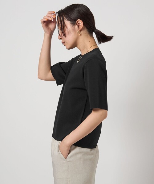 ニット セーター 「WEB限定」「at ease」 サマー ニット TEE -ウォッシャブル・接触冷感・UVカット- レディース