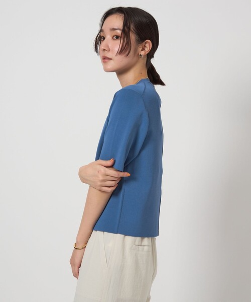 ニット セーター 「WEB限定」「at ease」 サマー ニット TEE -ウォッシャブル・接触冷感・UVカット- レディース