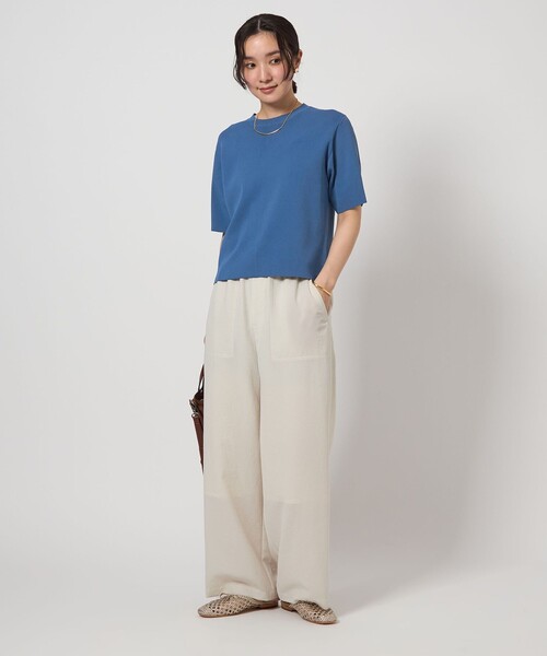 ニット セーター 「WEB限定」「at ease」 サマー ニット TEE -ウォッシャブル・接触冷感・UVカット- レディース