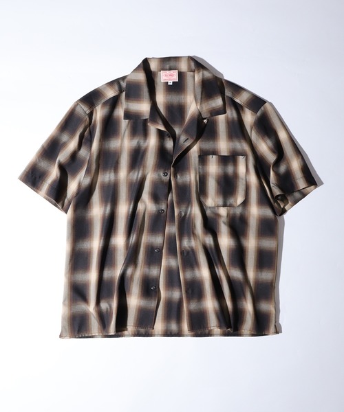 BIG MIKE オンブレチェック 半袖 シャツ L BIG MIKE シャツ Ombre Check Rayon Open collar S/S Shirts