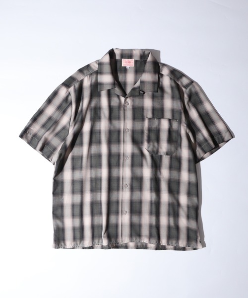 BIG MIKE オンブレチェック 半袖 シャツ L BIG MIKE シャツ ビッグマイク オンブレチェック オープンカラー