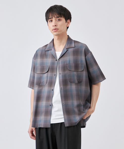 MINEDENIM - C.R Flow Ombre Check Open Collar L/S SH (BPT