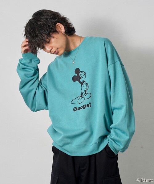 「Disney」 スウェットカットソー SMALL エメラルド メンズ