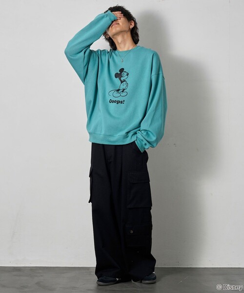 「Disney」 スウェットカットソー SMALL エメラルド メンズ