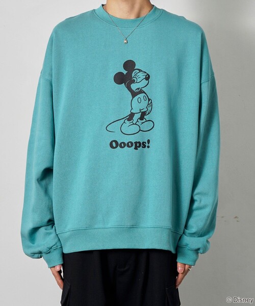 「Disney」 スウェットカットソー SMALL エメラルド メンズ