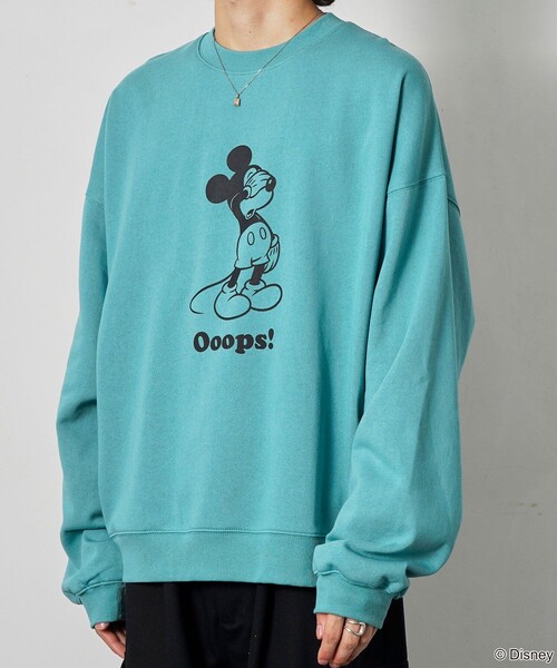 「Disney」 スウェットカットソー SMALL エメラルド メンズ