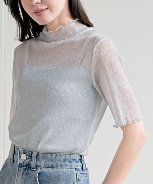 r・p・s（アールピーエス） tシャツ ラメシアーハイネックカットソー