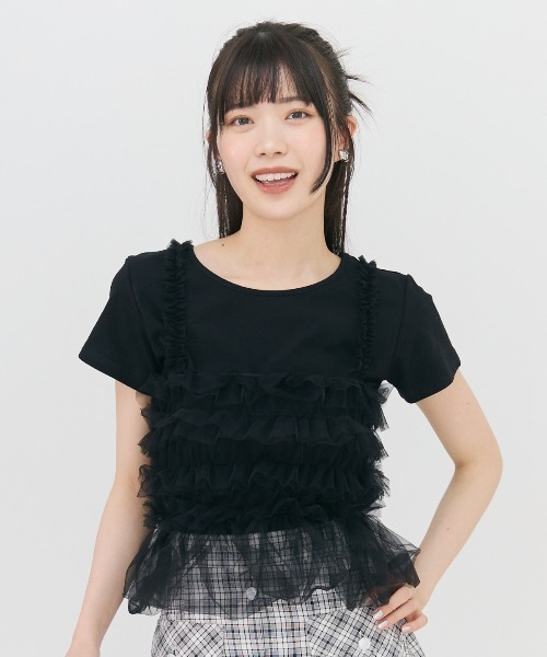 REDYAZEL（レディアゼル） tシャツ チュールビスチェ×Tシャツ