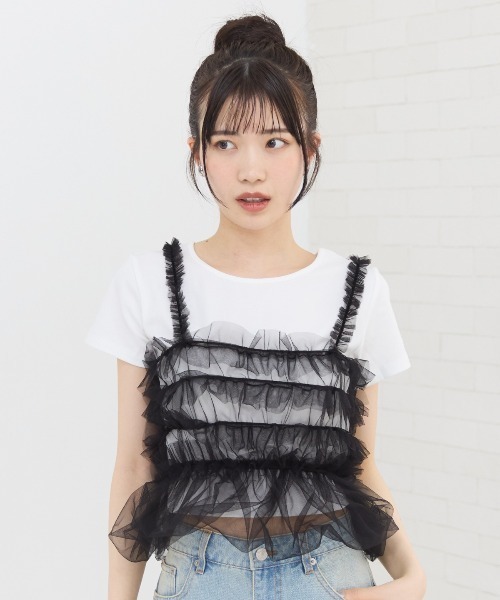 REDYAZEL tシャツ チュールビスチェ×Tシャツ レディース REDYAZEL tシャツ チュールビスチェ×Tシャツ レディース