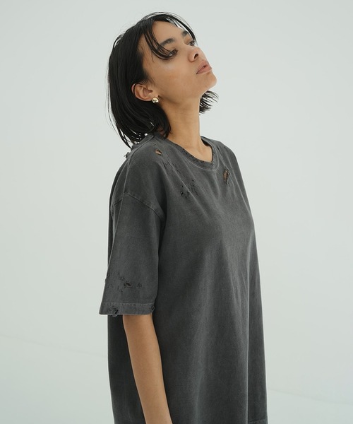 CLANE（クラネ） tシャツ 半袖 CRUSH DESIGN OVER TEE レディース