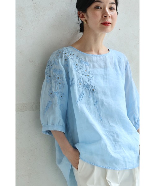 クレストフラワー刺繍ブラウス クレストフラワー刺繍ブラウス クレストフラワー刺繍ブラウス