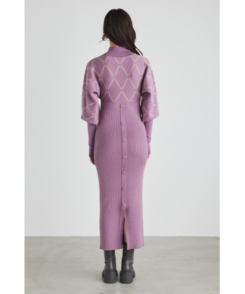 rienda リエンダ　バーガンディ ニットワンピース 長袖 riendaニットワンピース