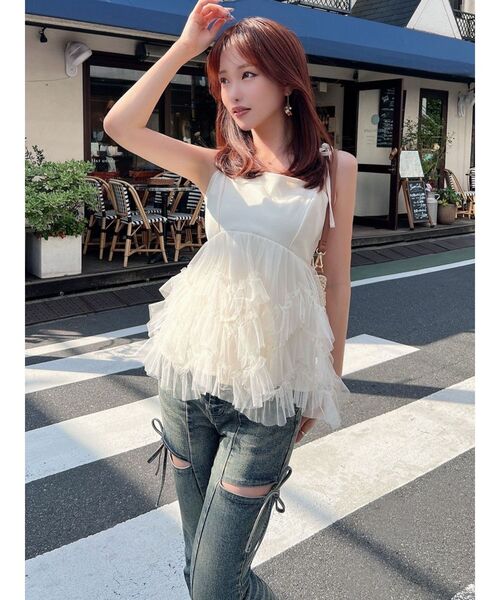 RESEXXY（リゼクシー） キャミソール チュールフリルペプラムキャミ