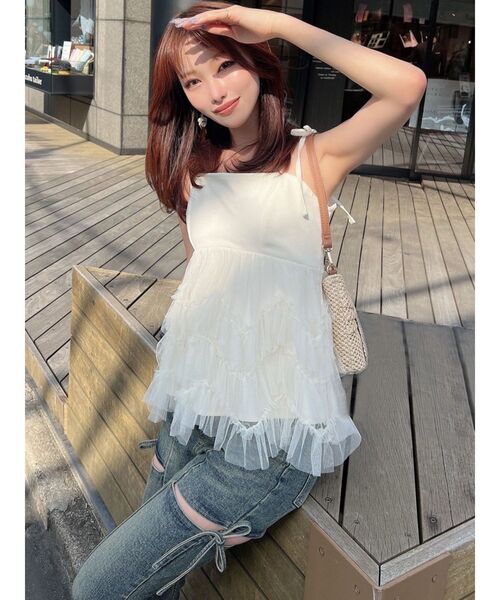 RESEXXY（リゼクシー） キャミソール チュールフリルペプラムキャミ
