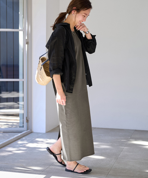 DEA. グレー ノースリーブワンピース mysty woman ワンピース ダブルZIPニットカーディガン