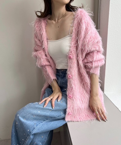 【試着のみ未使用】Nissy Naptime MIXニットカーディガン PINK one after another NICE CLAUP 「one CLAUP」 ニットカーディガン