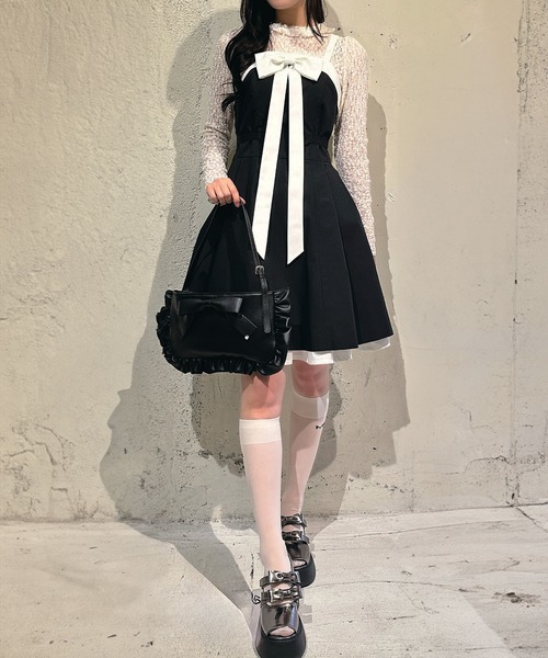 MILKレザージャンバースカート 黒 MILK ジャンパースカート Ribbon Noir ドレス : ZOZOTOWN Yahoo