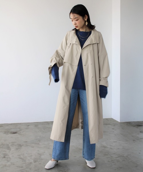 「GeeRA」 トレンチコート MEDIUM アイボリー レディース_画像2