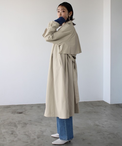 「GeeRA」 トレンチコート MEDIUM アイボリー レディース_画像3