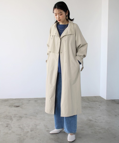 「GeeRA」 トレンチコート MEDIUM アイボリー レディース_画像9