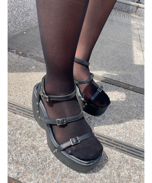 「DURAS」 ヒールサンダル M ブラック レディース_画像3