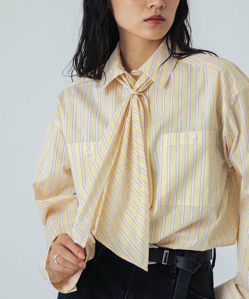 ROSE BUD（ローズバッド） ブラウス シャツ (CREOLME)STRIPE L/S SHIRT 