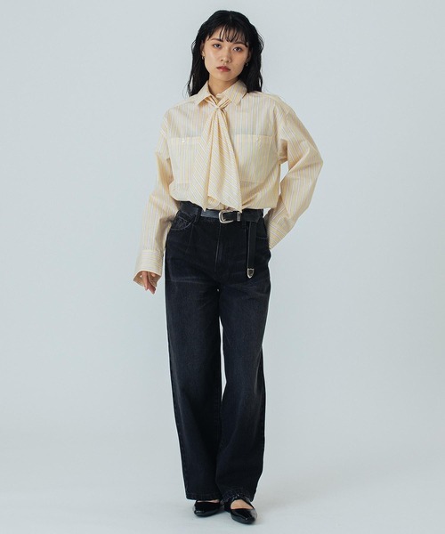 ROSE BUD（ローズバッド） ブラウス シャツ (CREOLME)STRIPE L/S SHIRT 