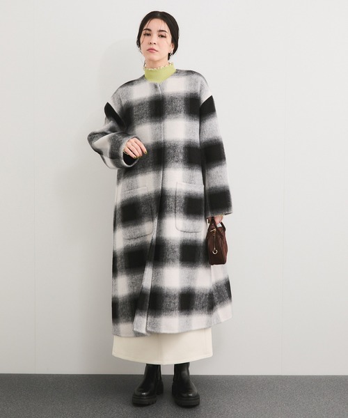 LE CERCLE par rope' コート アウター ダブルフェイスチェックロング