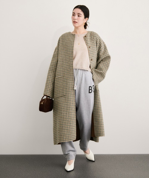 LE CERCLE par rope' コート アウター ダブルフェイスチェックロング