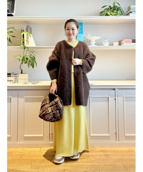 美品☆ビアズリー ニットコート コーディガン カーディガン　洗える　2022年 BEARDSLEY（ビアズリー） ニットカーディガン FREE ブラウン