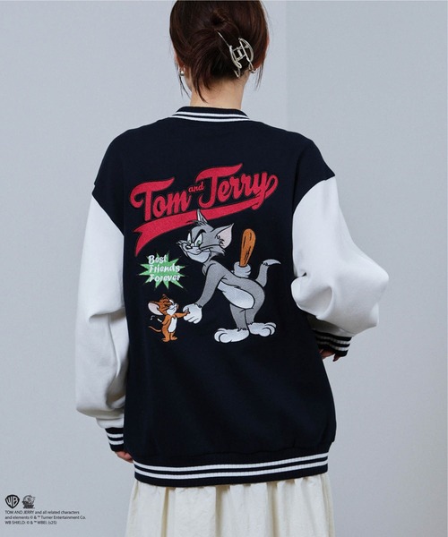 スタジャン TOM＆JERRY バック刺繍スタジャン メンズ レディース
