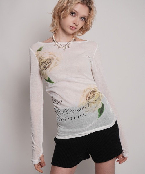 ひまり様 IMARI tシャツ 「 IMARI / イマリ 」 フラワー プリント ボートネック