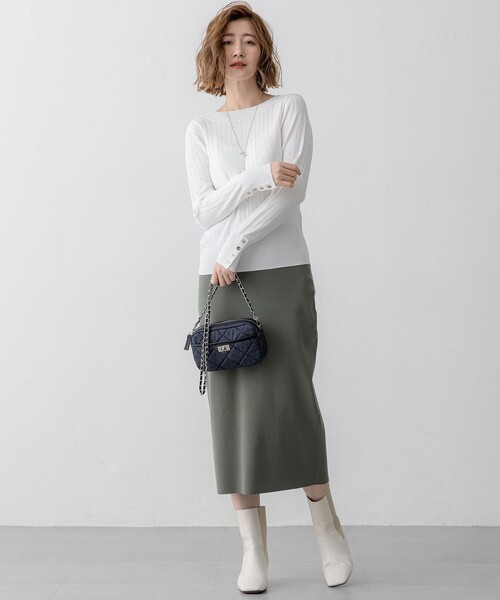 「23区」 長袖ニット 32 ベージュ レディース_画像2