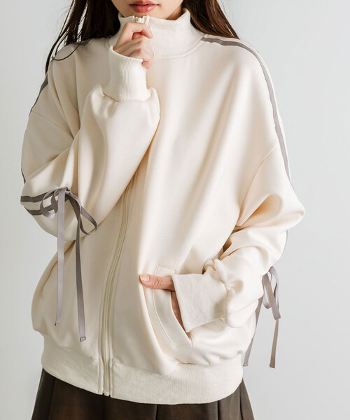 「OLIVE des OLIVE」 ジップアップブルゾン FREE グレイッシュベージュ レディース_画像2