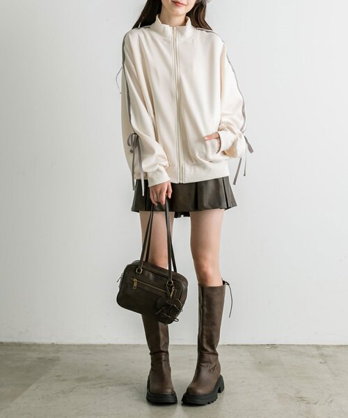 「OLIVE des OLIVE」 ジップアップブルゾン FREE グレイッシュベージュ レディース_画像4