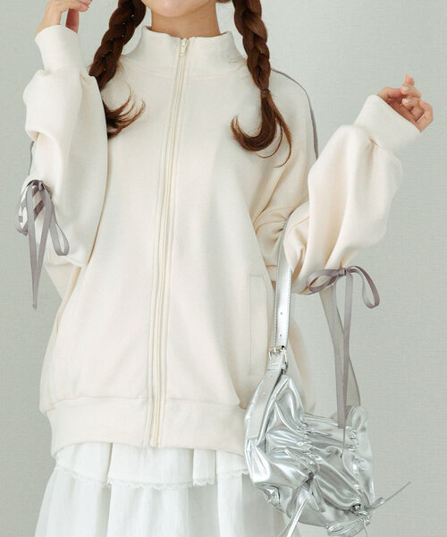 「OLIVE des OLIVE」 ジップアップブルゾン FREE グレイッシュベージュ レディース_画像7