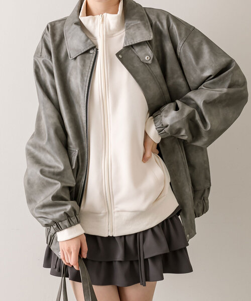 「OLIVE des OLIVE」 ジップアップブルゾン FREE グレイッシュベージュ レディース_画像8